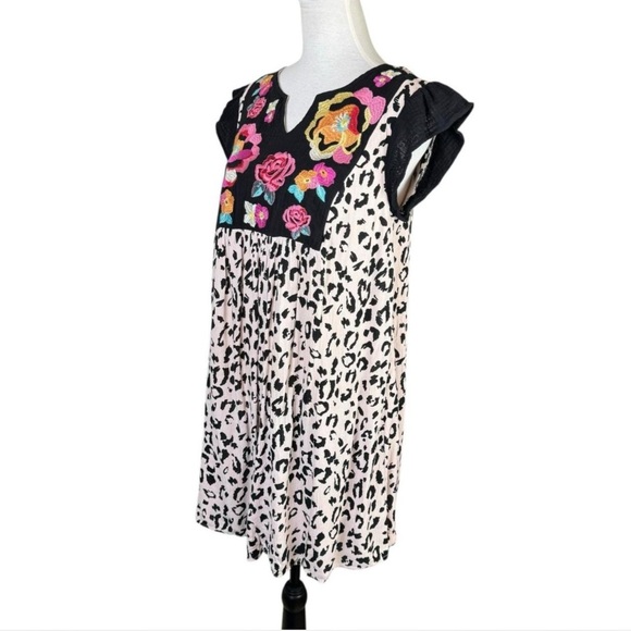 Savanna jane Floral Embroidered Leopard Print Dress - Picture 6 of 8